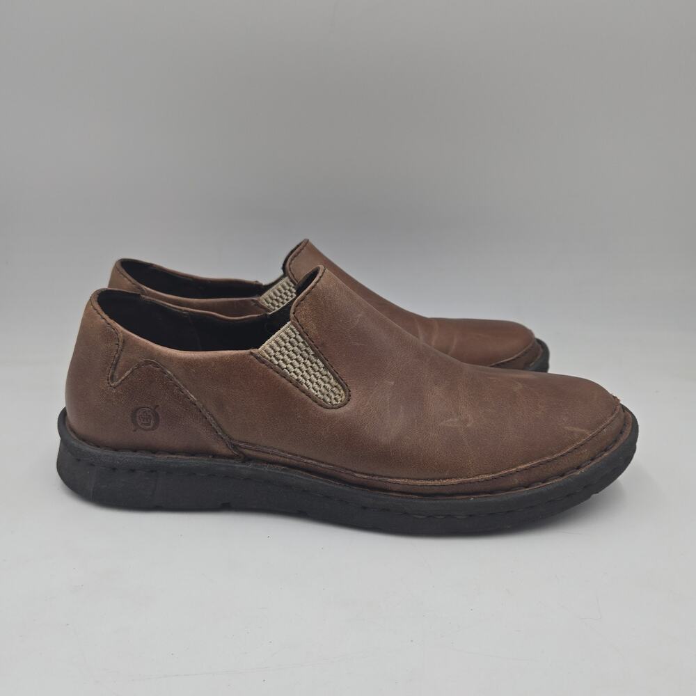 Born ‘Mayflower’ Elastic Brown Leather Womens Slip-on Size 9/EU 40 Comfort